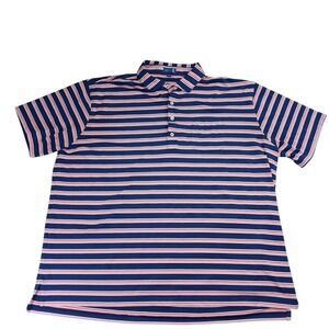 Stitch Golf Mens 2XL Navy Pink Striped Performance Polo Shirt 201SA0013